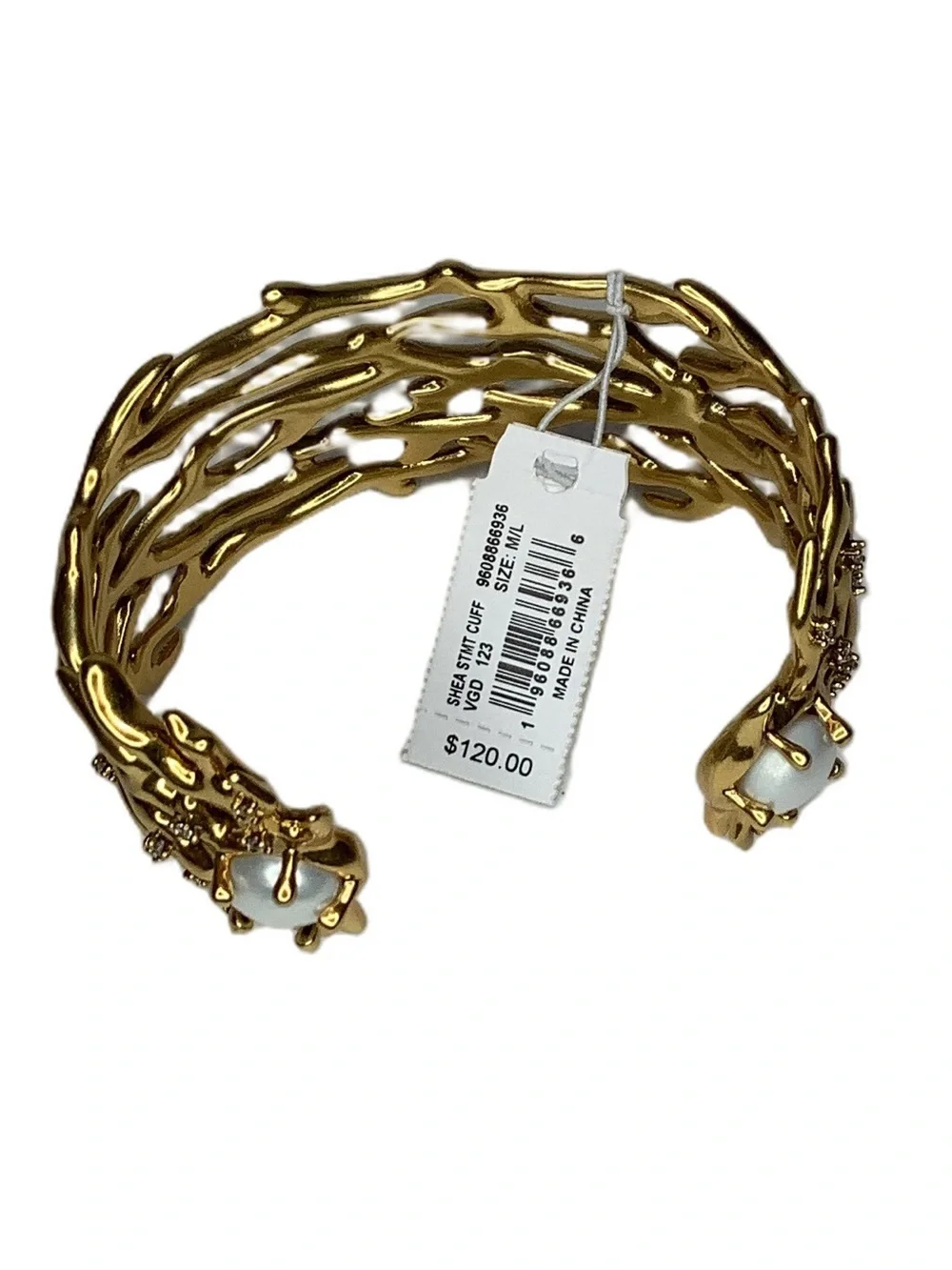 Kendra Scott Gold White Pearl Shea Statement Cuff Bracelet New